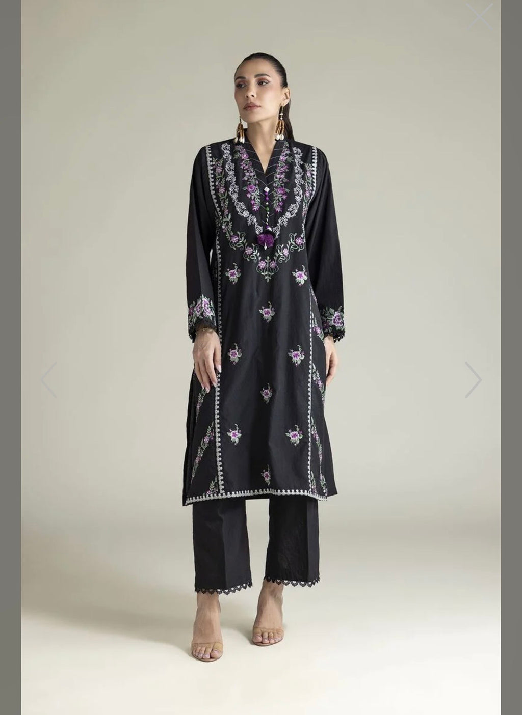 Khaadi | Embroidered | Selftextured Lawn | 2-Piece | Ready to Wear | Black