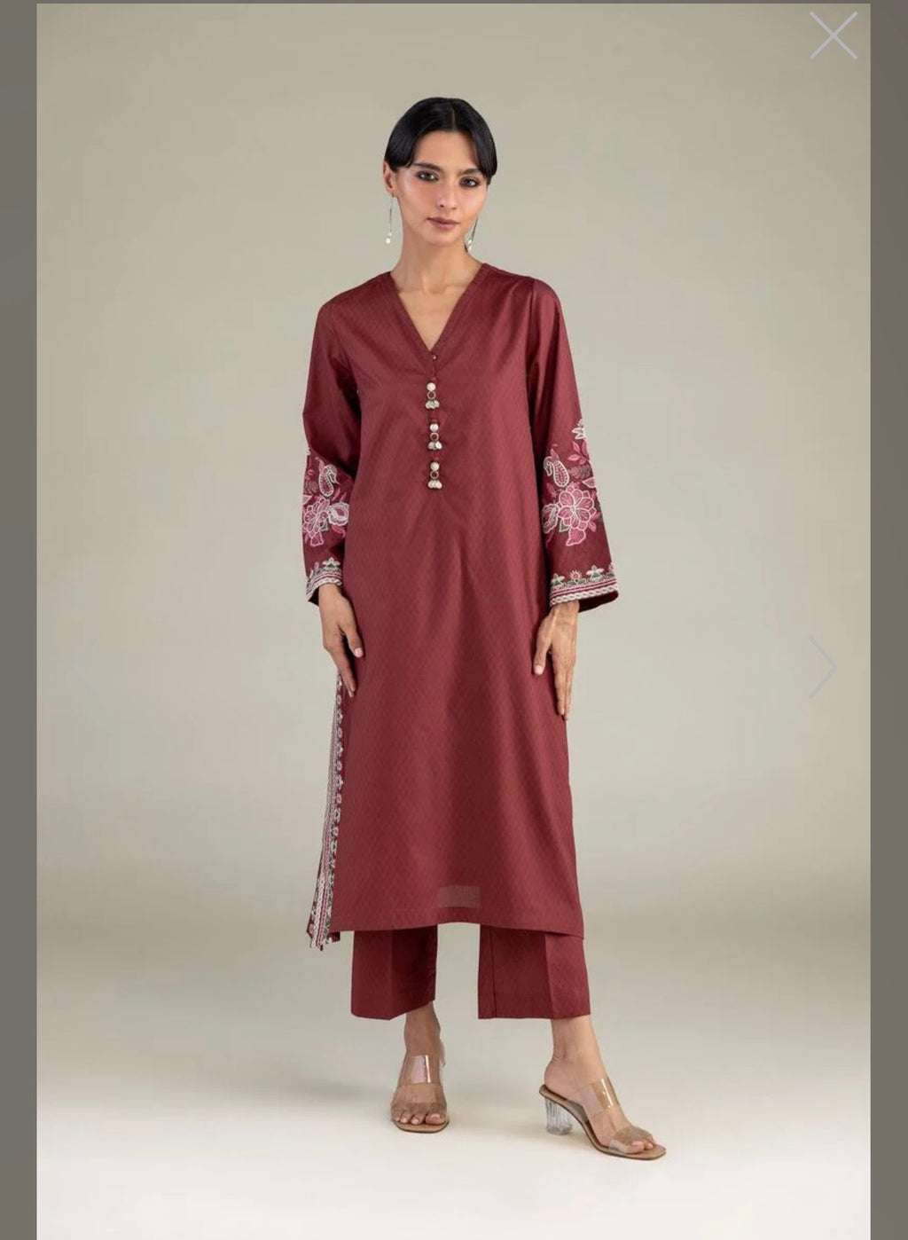 Khaadi | Embroidered | Cambric Lawn | 2-Piece | Ready to Wear | Maroon