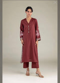 Khaadi | Embroidered | Cambric Lawn | 2-Piece | Ready to Wear | Maroon