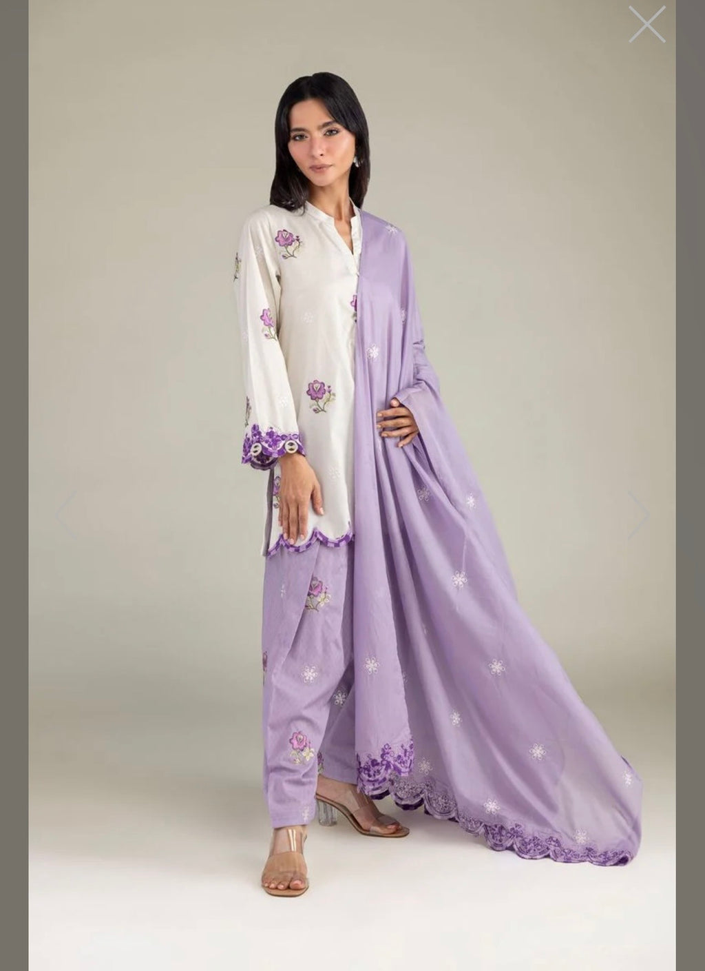 Khaadi | Embroidered | Cambric Lawn | 3-Piece | Ready to Wear | Lilac White