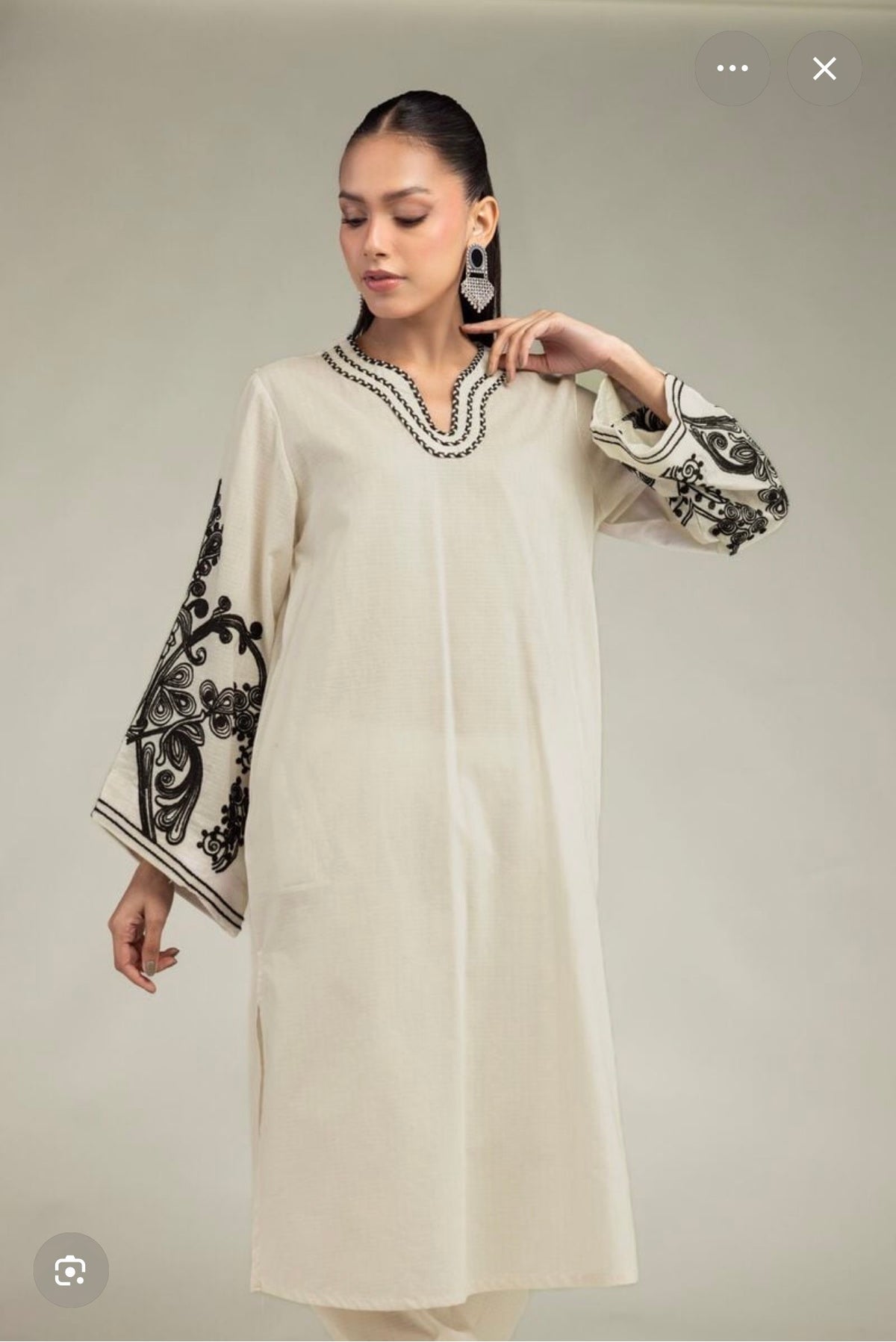 Khaadi | Embroidered | Selftextured lawn | 2-Piece | Ready to Wear | Off White Black