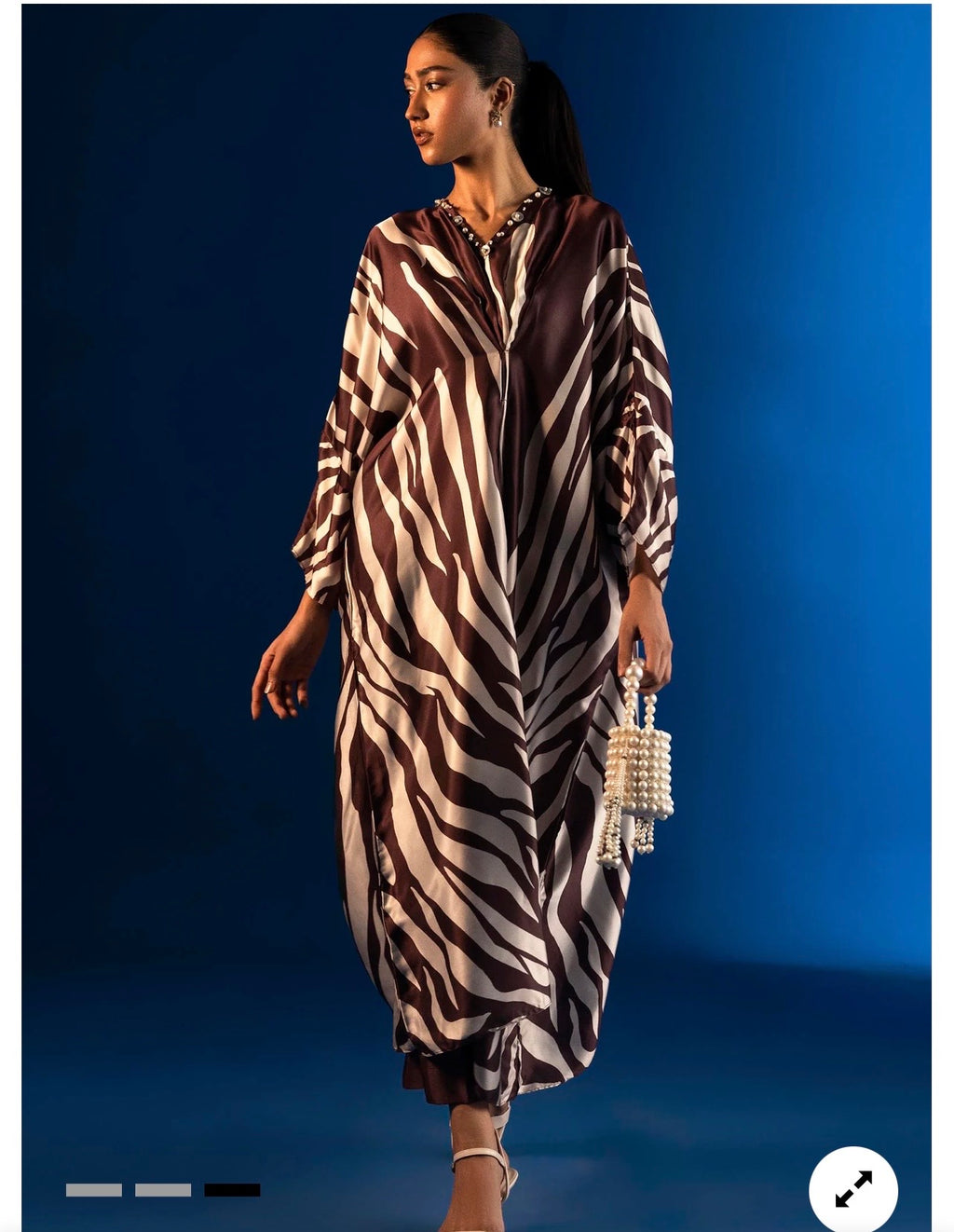 Sana Safinaz | Printed | Satin Silk | 2-Piece | Ready to Wear | Brown White