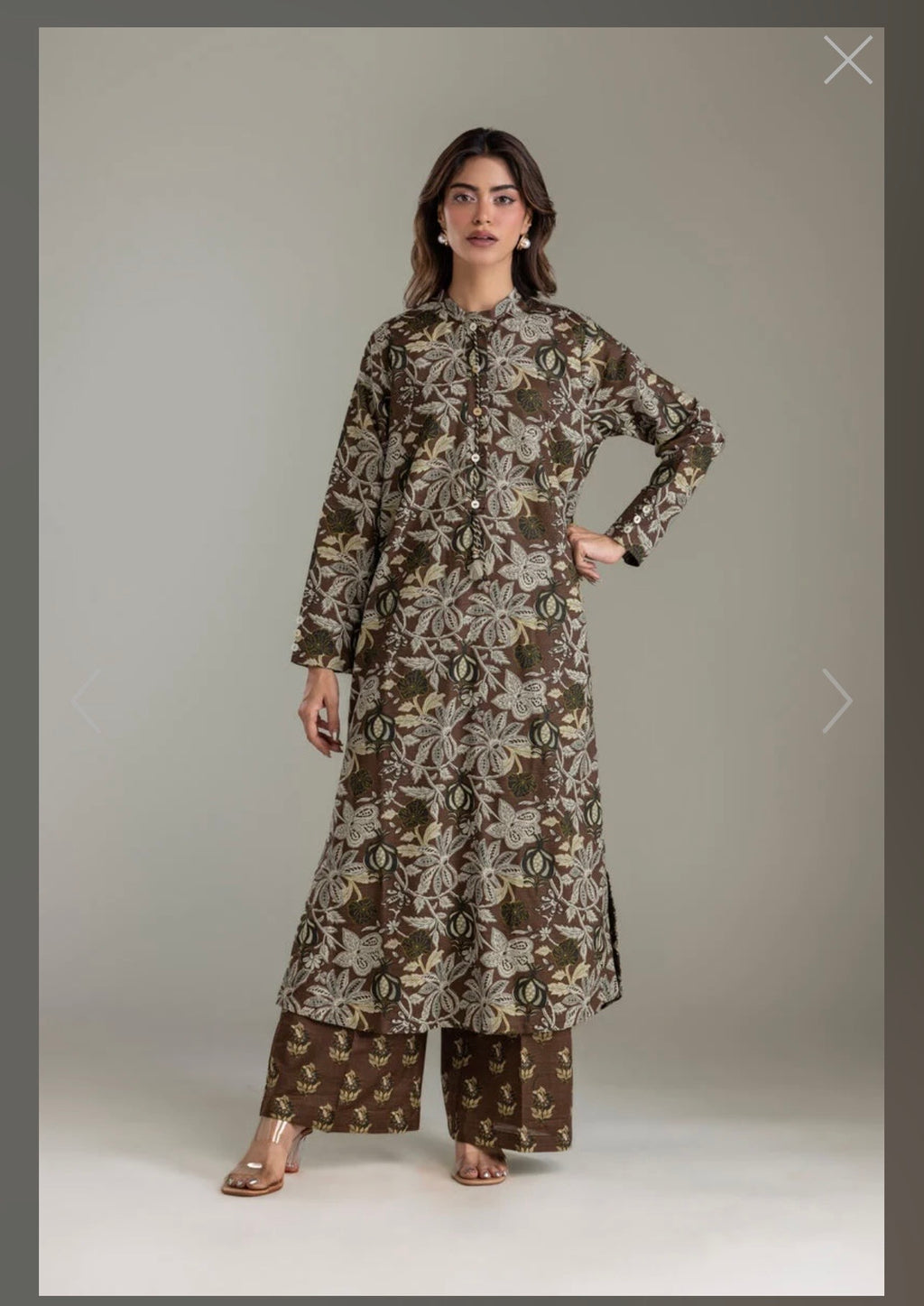 Khaadi | Embroidered | Khaddar | 2-Piece | Ready to Wear | Brown Floral
