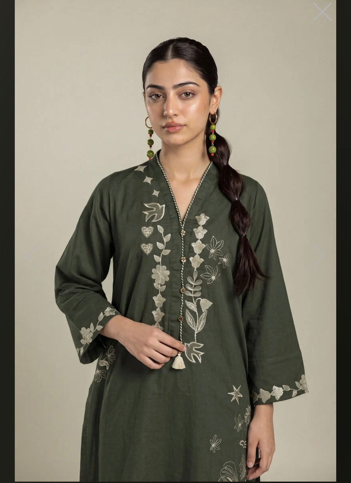 Khaadi | Embroidered | Textured Cotton | 2-Piece | Ready to Wear | Bottle Green