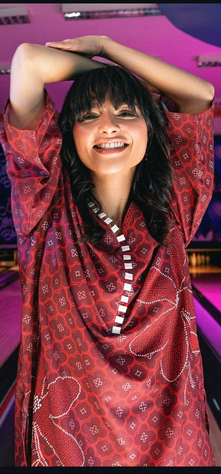 Sana Safinaz | Printed | Polly Cotton | 2-Piece | Ready to Wear | Red Maroon