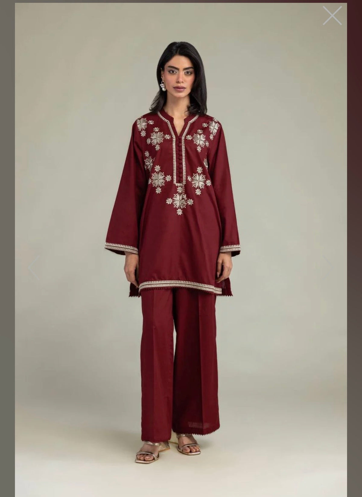 Khaadi | Embroidered | Cambric Lawn | 2-Piece | Ready to Wear | Maroon