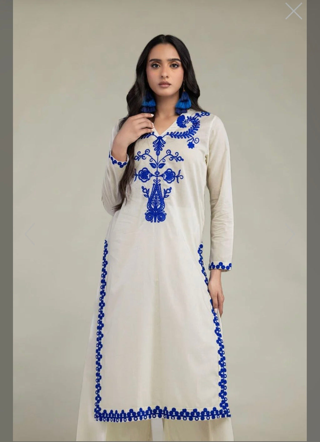 Khaadi | Embroidered | Cambric Lawn | 2-Piece | Ready to Wear | White Blue