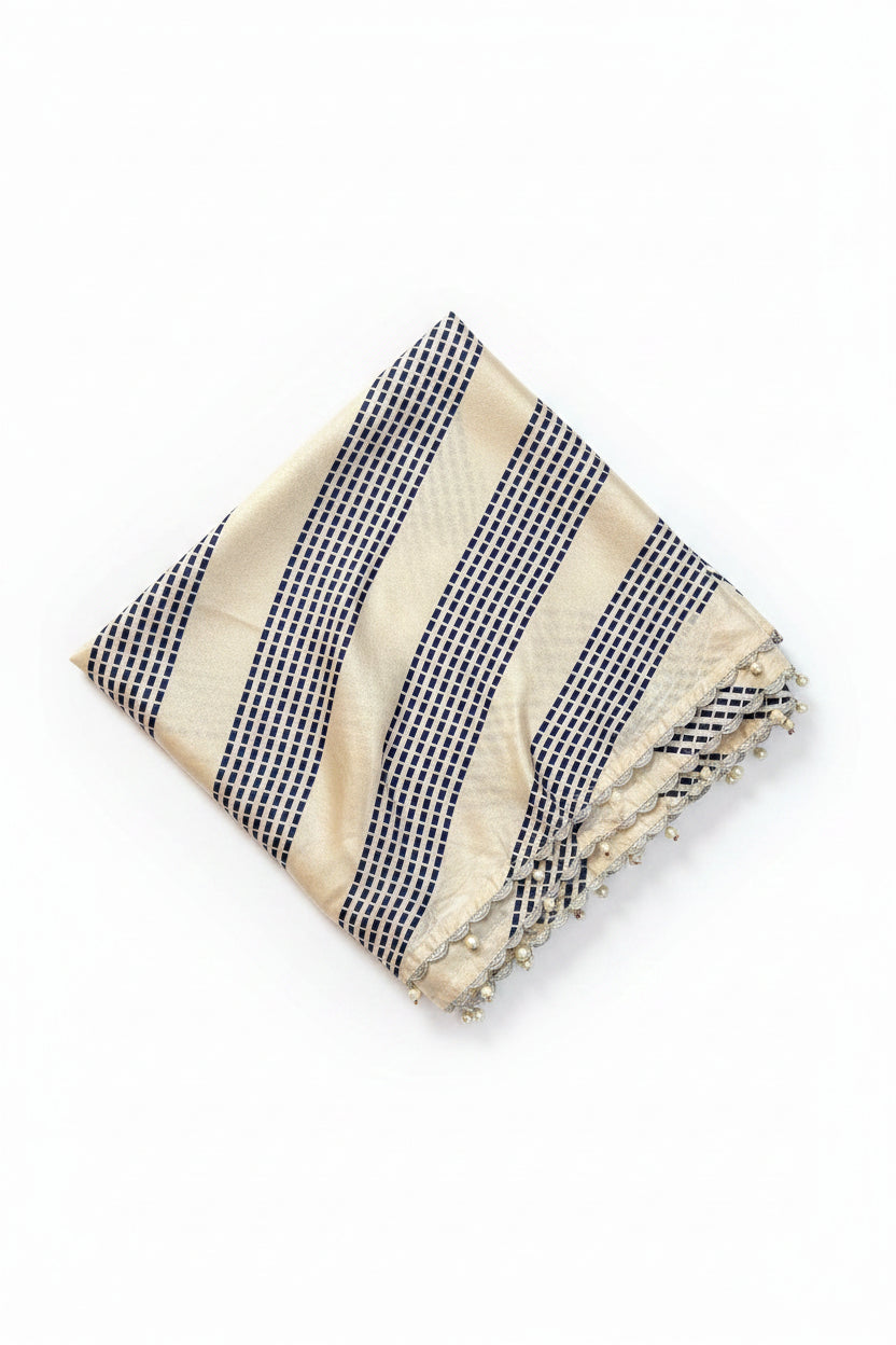 Khaadi | Luxury | Blended Silk | Dupatta | White Blue lines