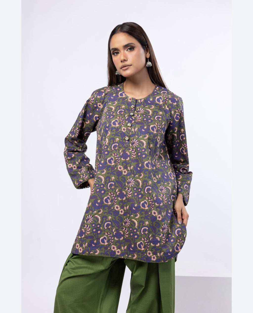 Khaadi | Printed | Cambric | 2-Piece | Ready to Wear | Green Purple