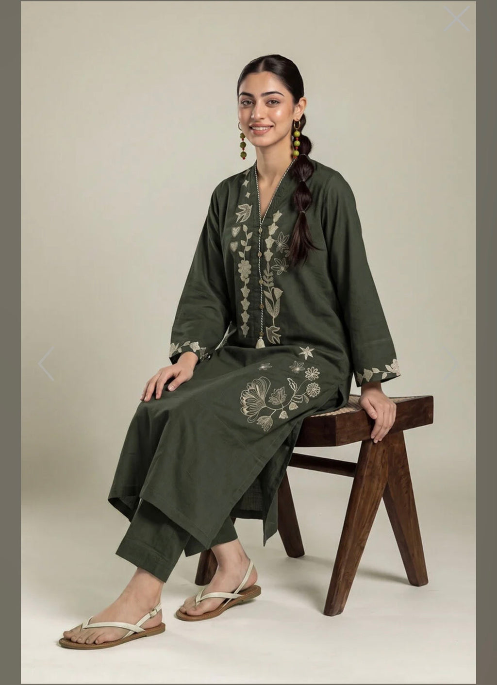 Khaadi | Embroidered | Textured Cotton | 2-Piece | Ready to Wear | Bottle Green