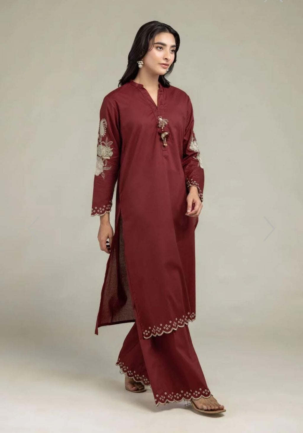Khaadi | Embroidered | Cambric Lawn | 2-Piece | Ready to Wear | Maroon