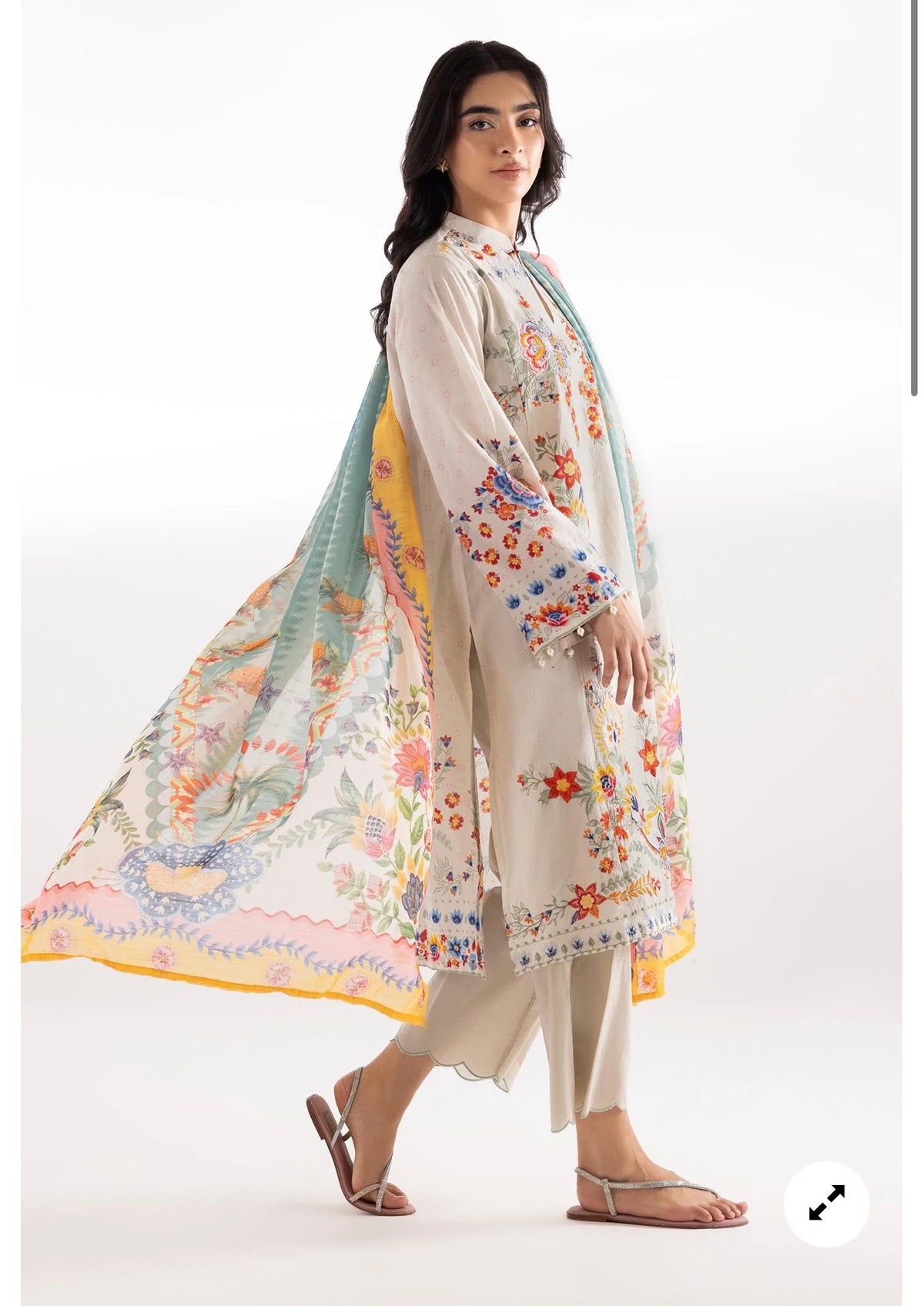 Sana Safinaz | Embroidered | Lawn | 3-Piece | Ready to Wear | Beige