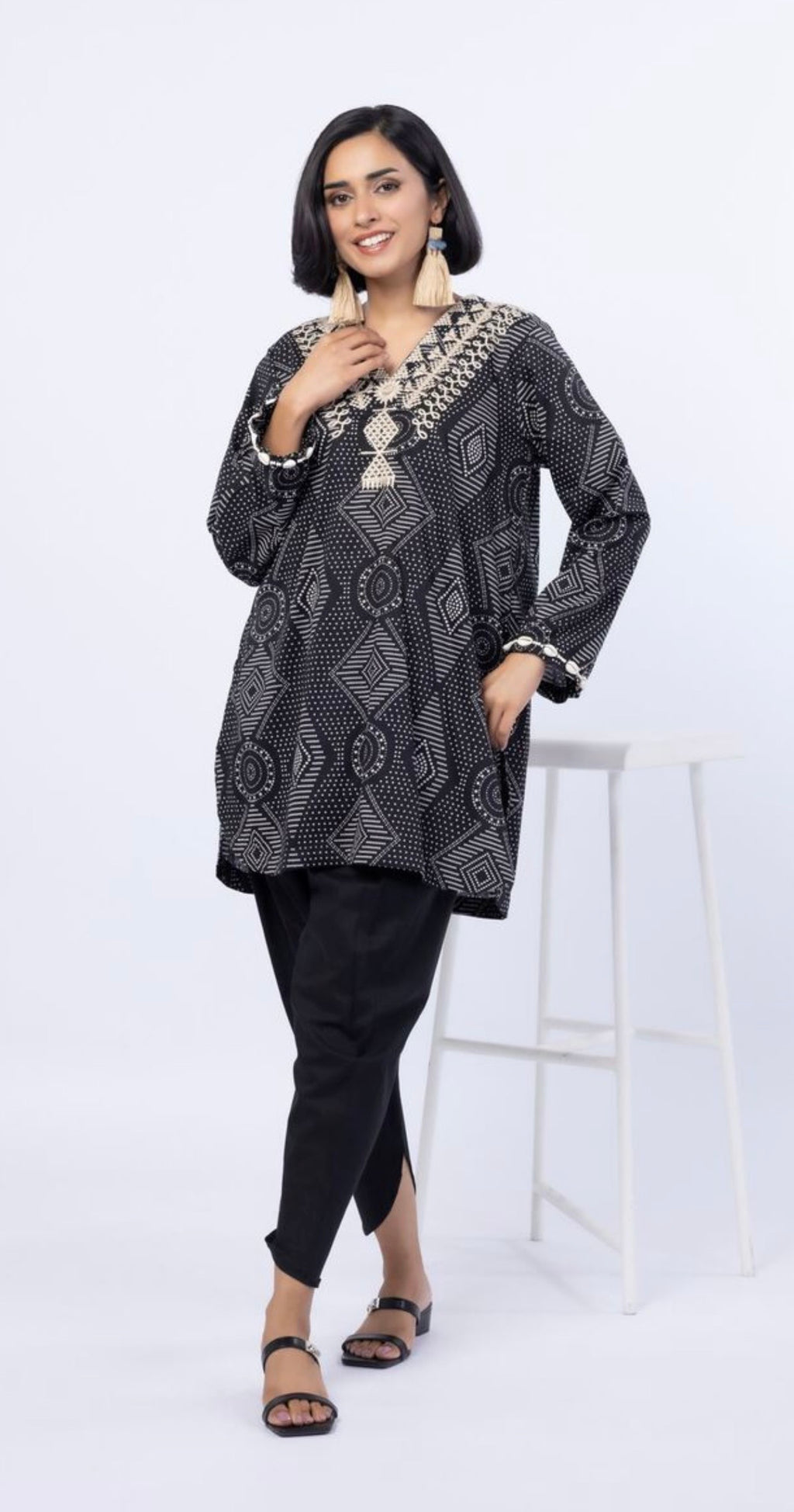 Khaadi | Embroidered | Lawn | 2-Piece | Ready to Wear | Black White Dots