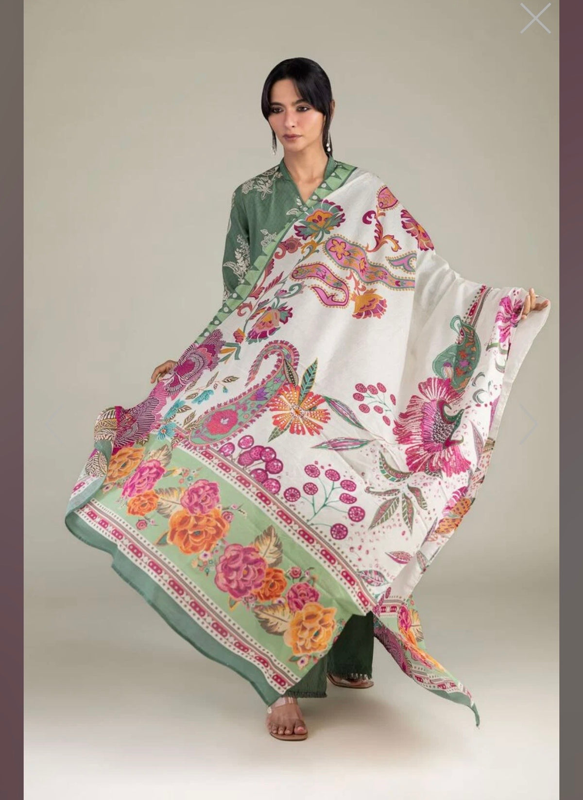 Khaadi | Printed | Lawn | Dupatta | Green Multi