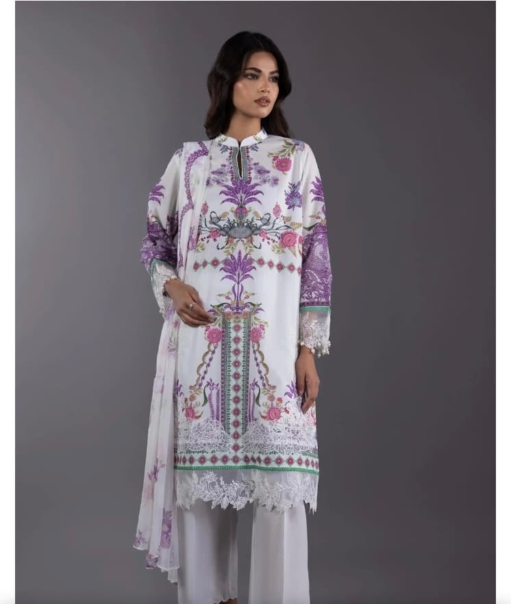 Sana Safinaz | Embroidered | Lawn | 2-Piece | Ready to Wear | Off White Purple