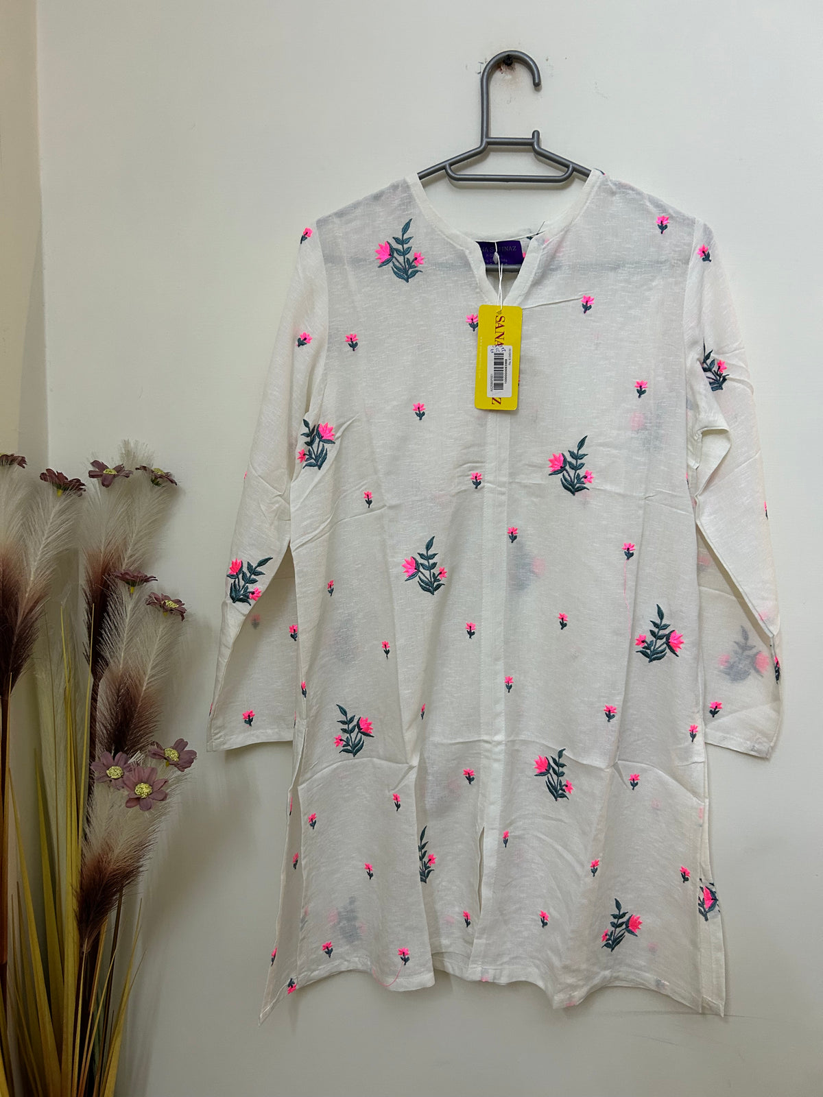 Sana Safinaz | Embroidered | Karandi | 1-Piece | Ready to Wear | White Pink