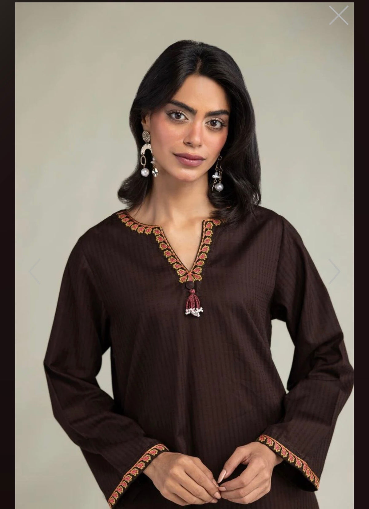 Khaadi | Embroidered | Cambric Lawn | 2-Piece | Ready to Wear | Brown Multi
