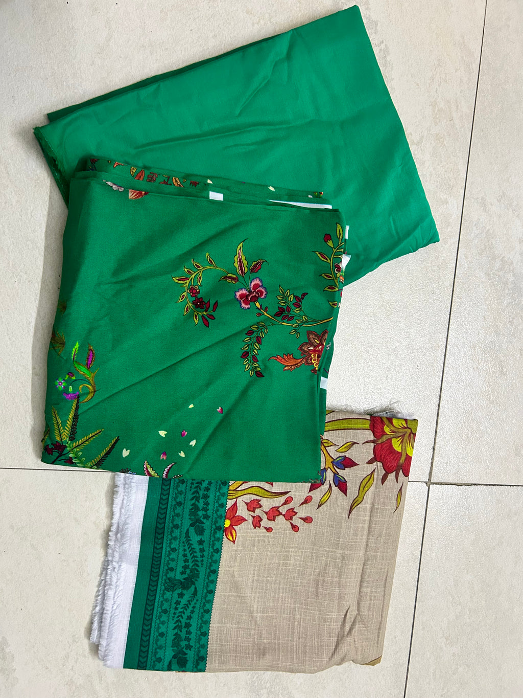 Sana Safinaz | Printed | Linen | 3-Piece | Unstitched Suit | Green
