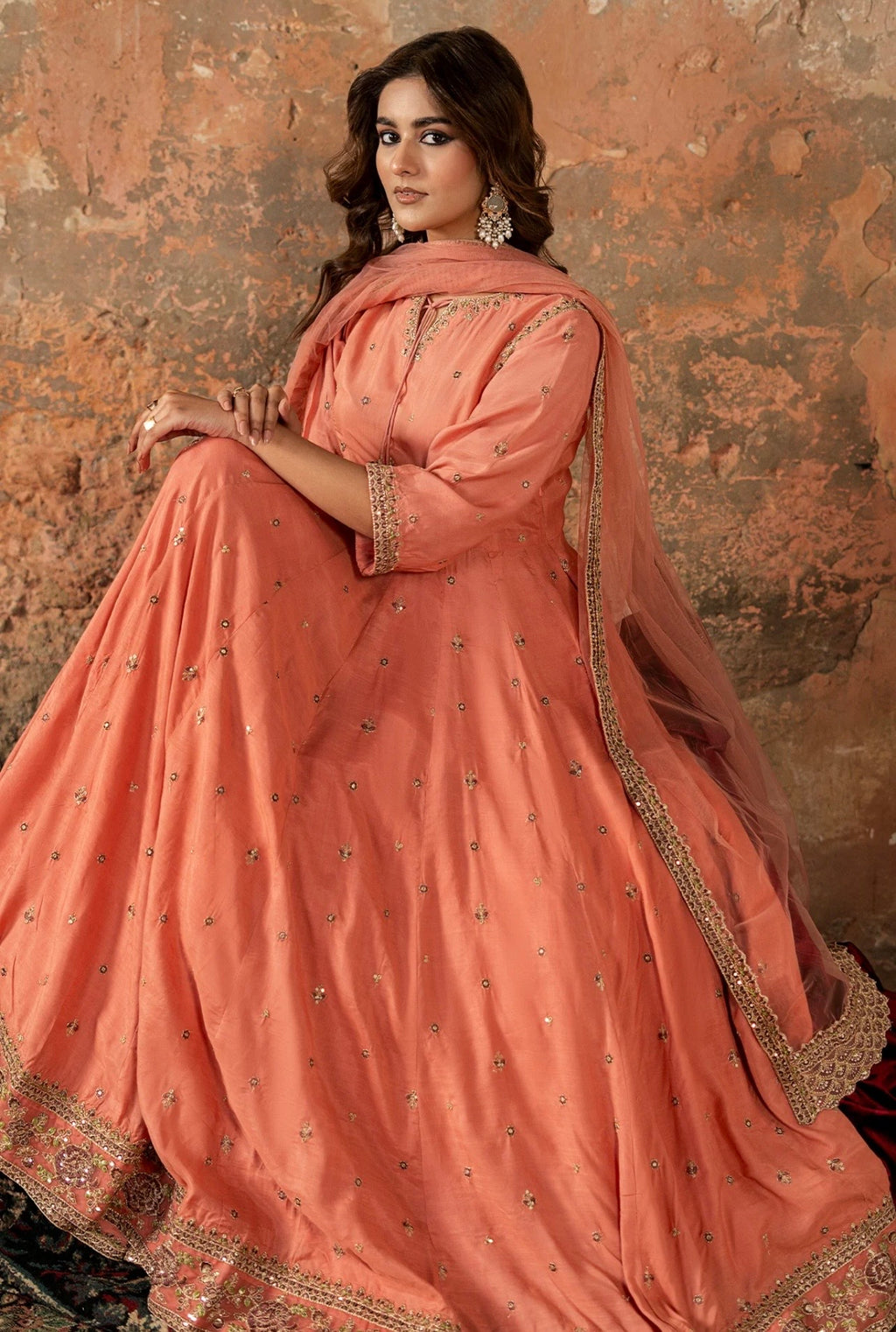 Charizma | Embroidered | Chiffon | 3-Piece | Ready to Wear | Peach