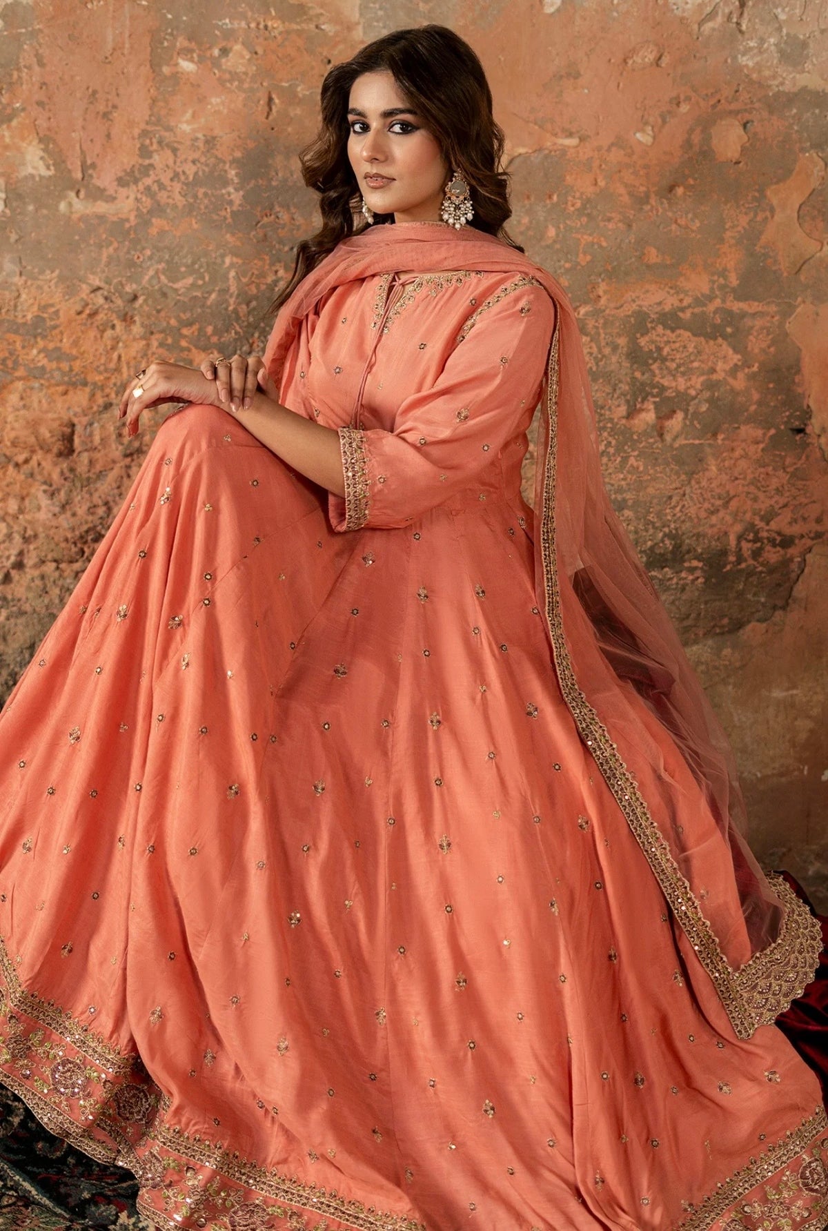 Charizma | Embroidered | Chiffon | 3-Piece | Ready to Wear | Peach