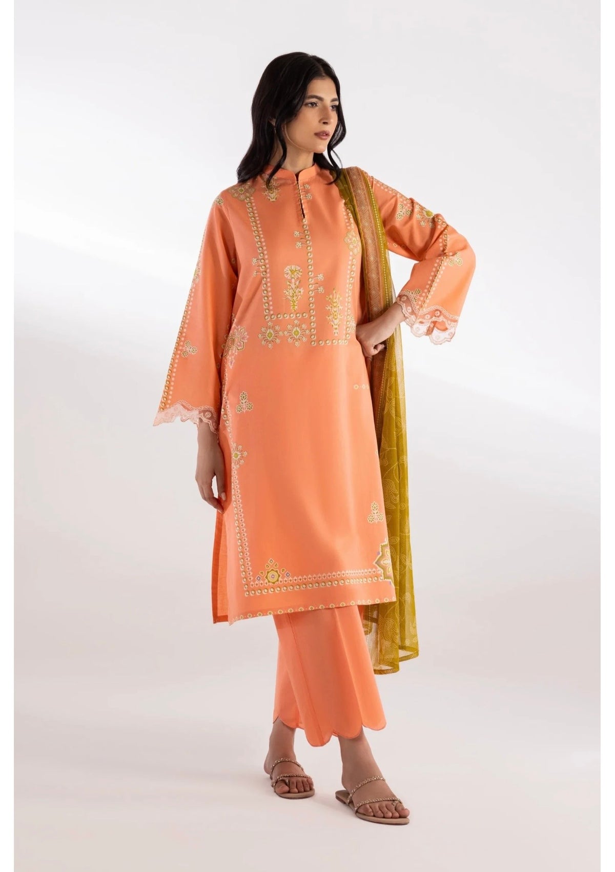 Sana Safinaz | Printed | Lawn | 3-Piece | Ready to Wear | Peach
