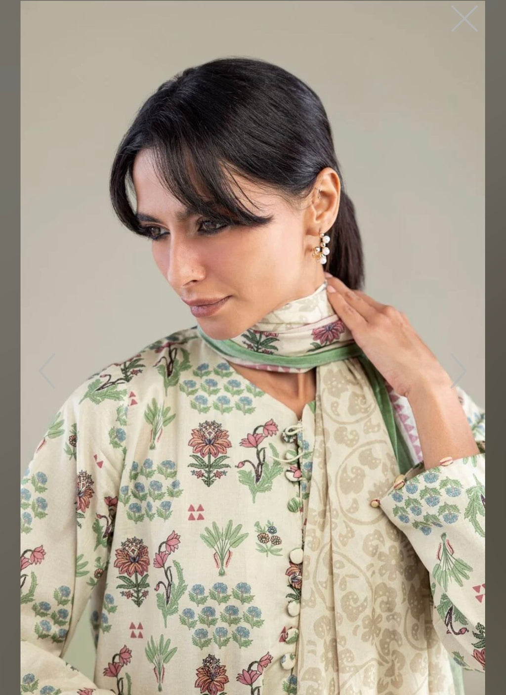 Khaadi | Printed | Lawn | Dupatta | White Multi