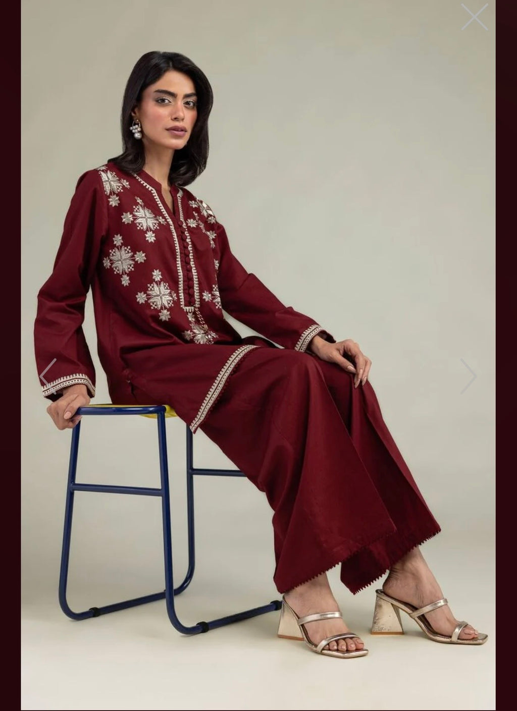 Khaadi | Embroidered | Cambric Lawn | 2-Piece | Ready to Wear | Maroon