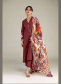 Khaadi | Printed | Lawn | Dupatta | Maroon Multi