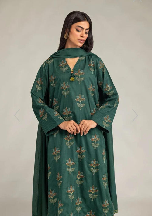 Khaadi | Embroidered | Dobby Cotton | 3-Piece | Ready to Wear | Green
