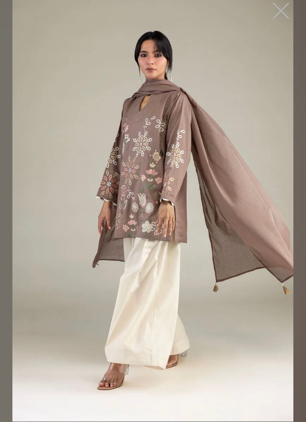 Khaadi | Embroidered | Cambric Lawn | 3-Piece | Ready to Wear | Brown