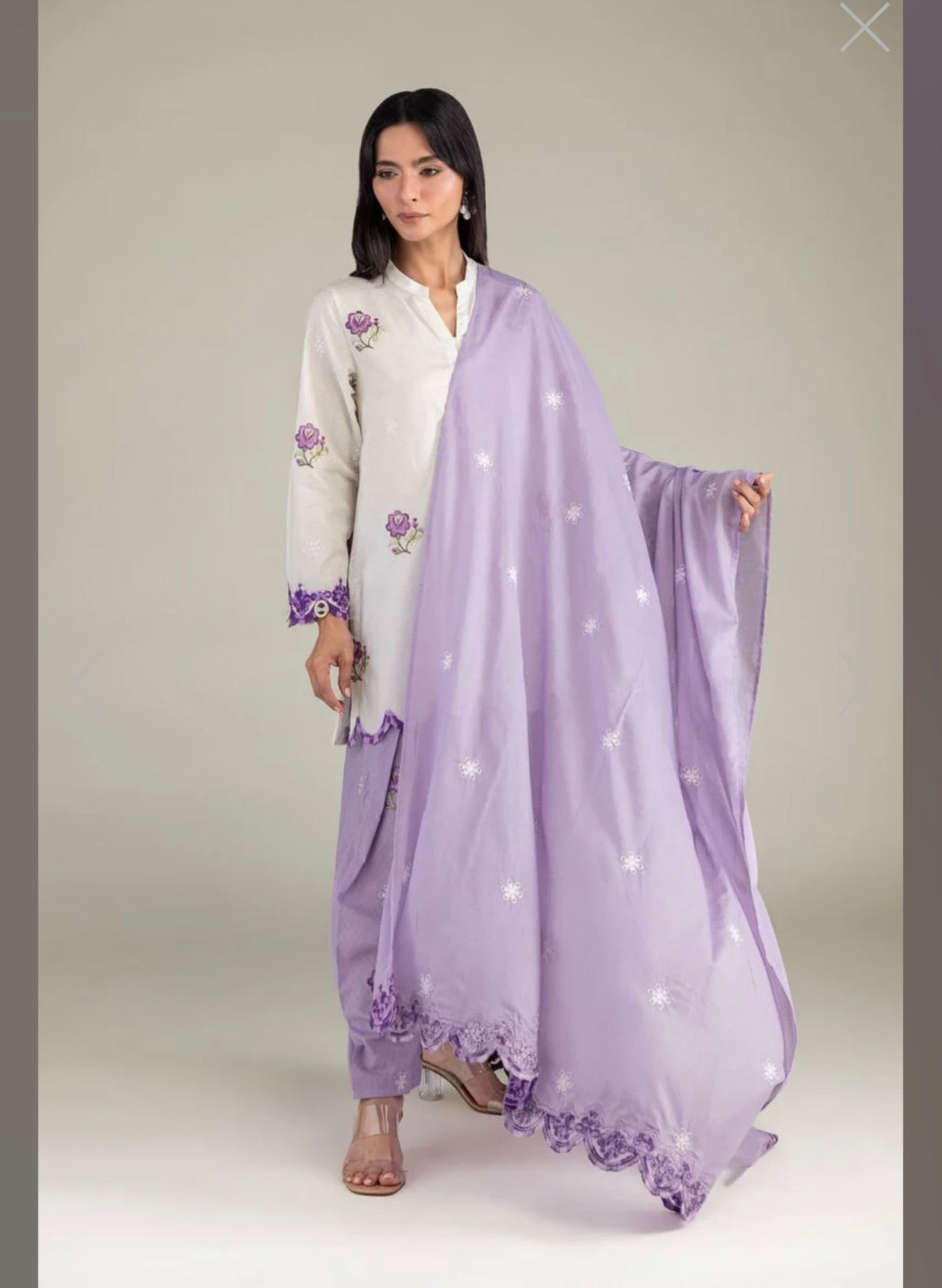 Khaadi | Embroidered | Cambric Lawn | 3-Piece | Ready to Wear | Lilac White