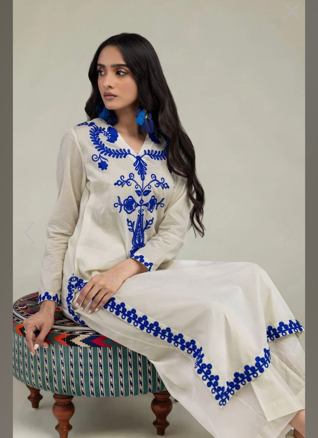 Khaadi | Embroidered | Cambric Lawn | 2-Piece | Ready to Wear | White Blue