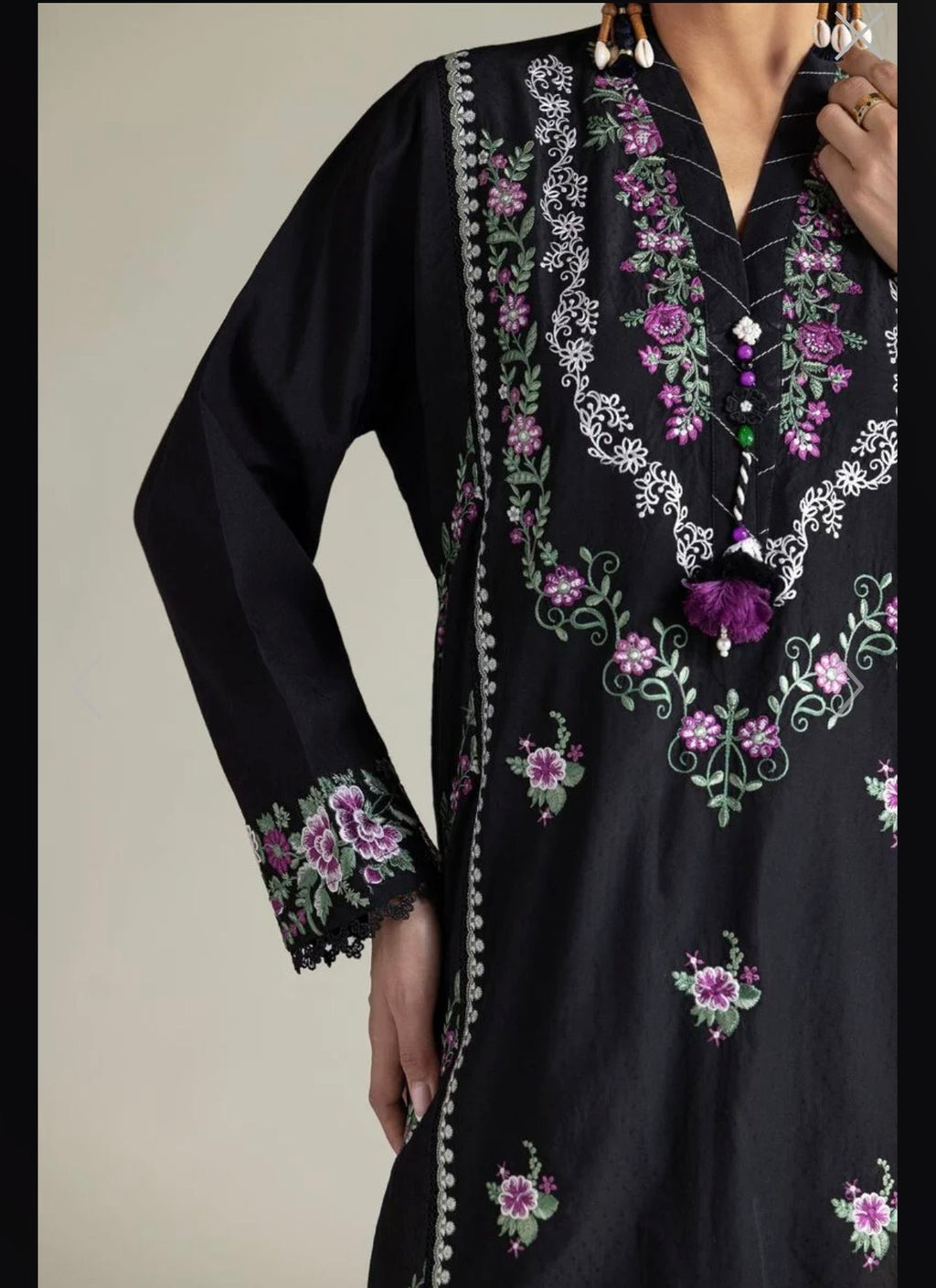 Khaadi | Embroidered | Selftextured Lawn | 2-Piece | Ready to Wear | Black
