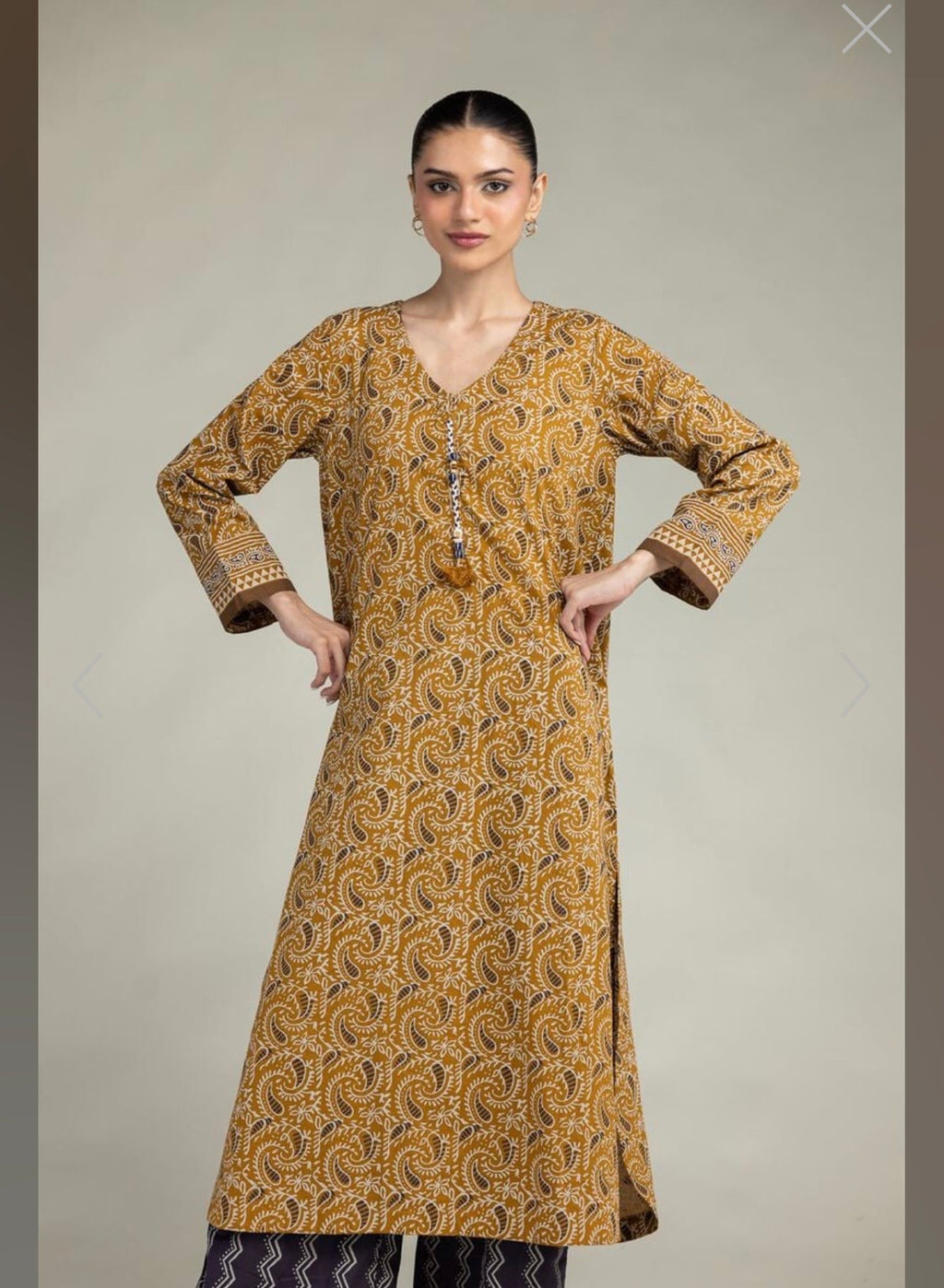Khaadi | Printed | Lawn | 2-Piece | Ready to Wear | Mustard Brown