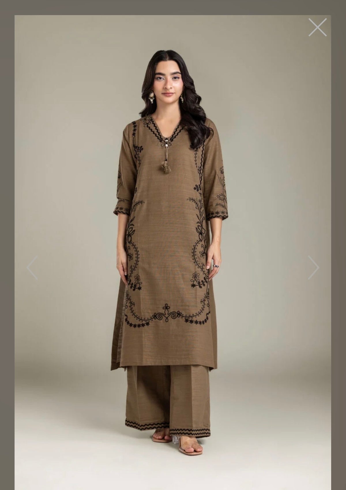 Khaadi | Embroidered | Khaddar | 3-Piece | Ready to Wear | Brown Black