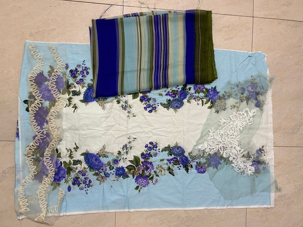 Sana Safinaz | Printed | Lawn | 2-Piece | Unstitched Suit | Sky Blue