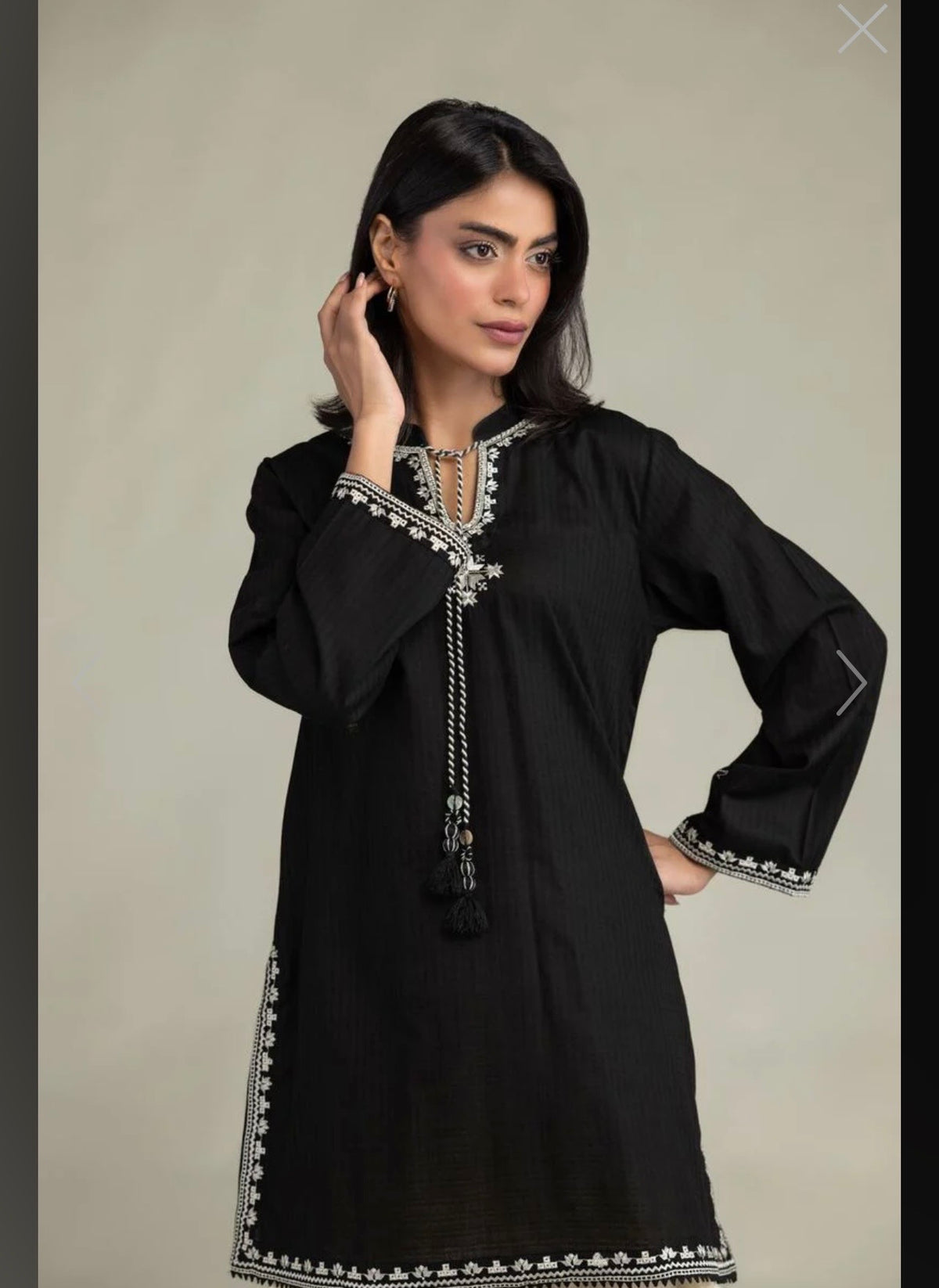 Khaadi | Embroidered | Cambric Lawn | 2-Piece | Ready to Wear | Black White