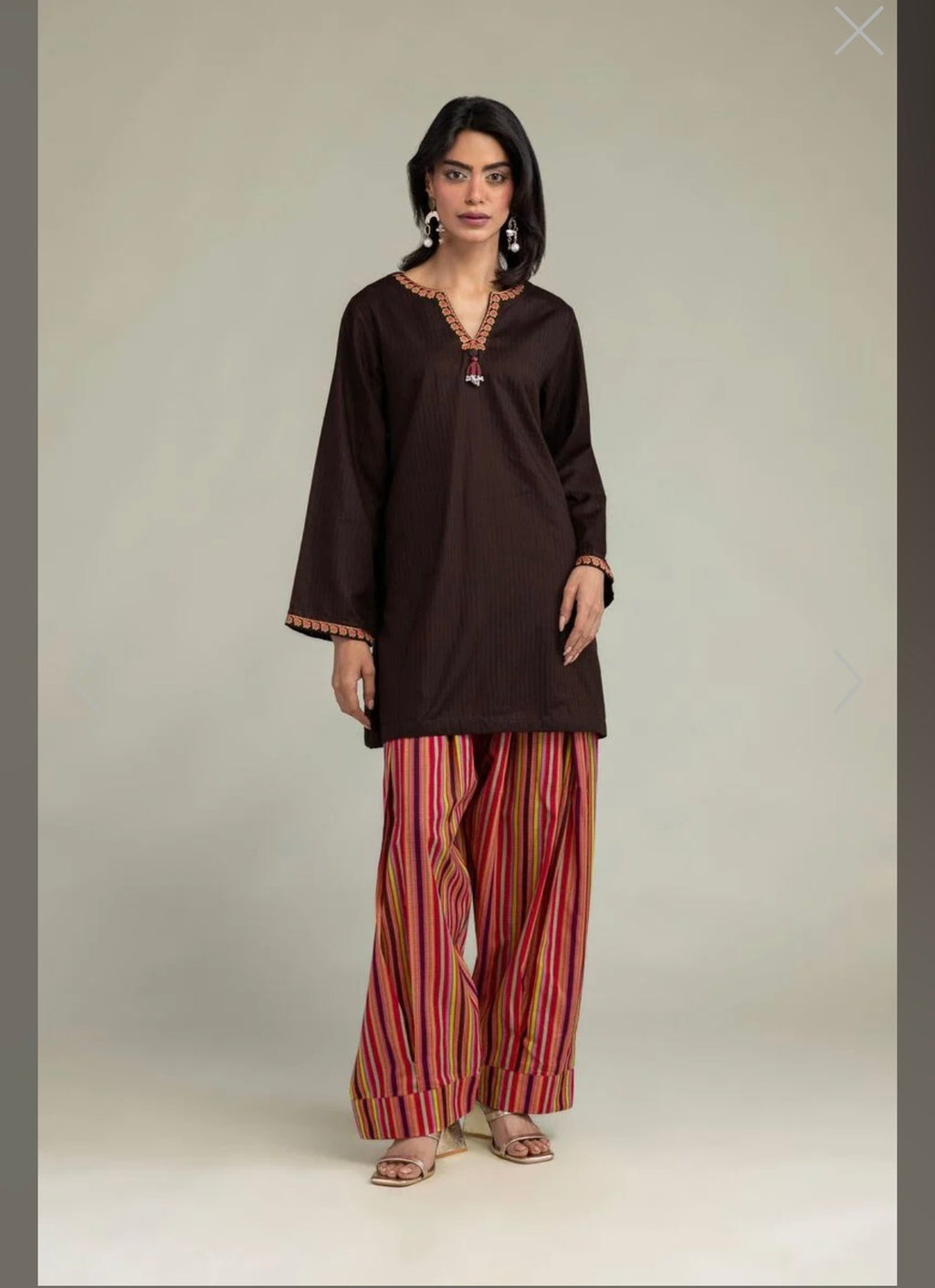 Khaadi | Embroidered | Cambric Lawn | 2-Piece | Ready to Wear | Brown Multi