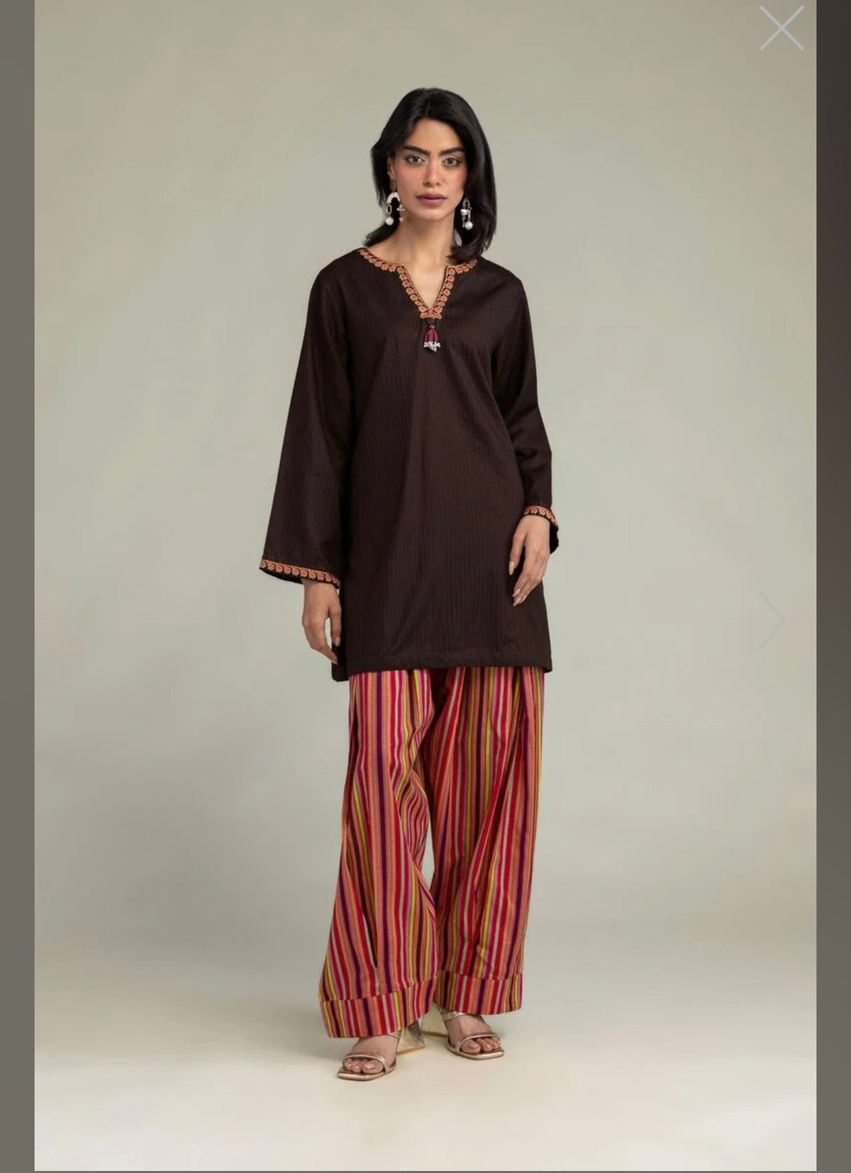 Khaadi | Embroidered | Cambric Lawn | 2-Piece | Ready to Wear | Brown Multi