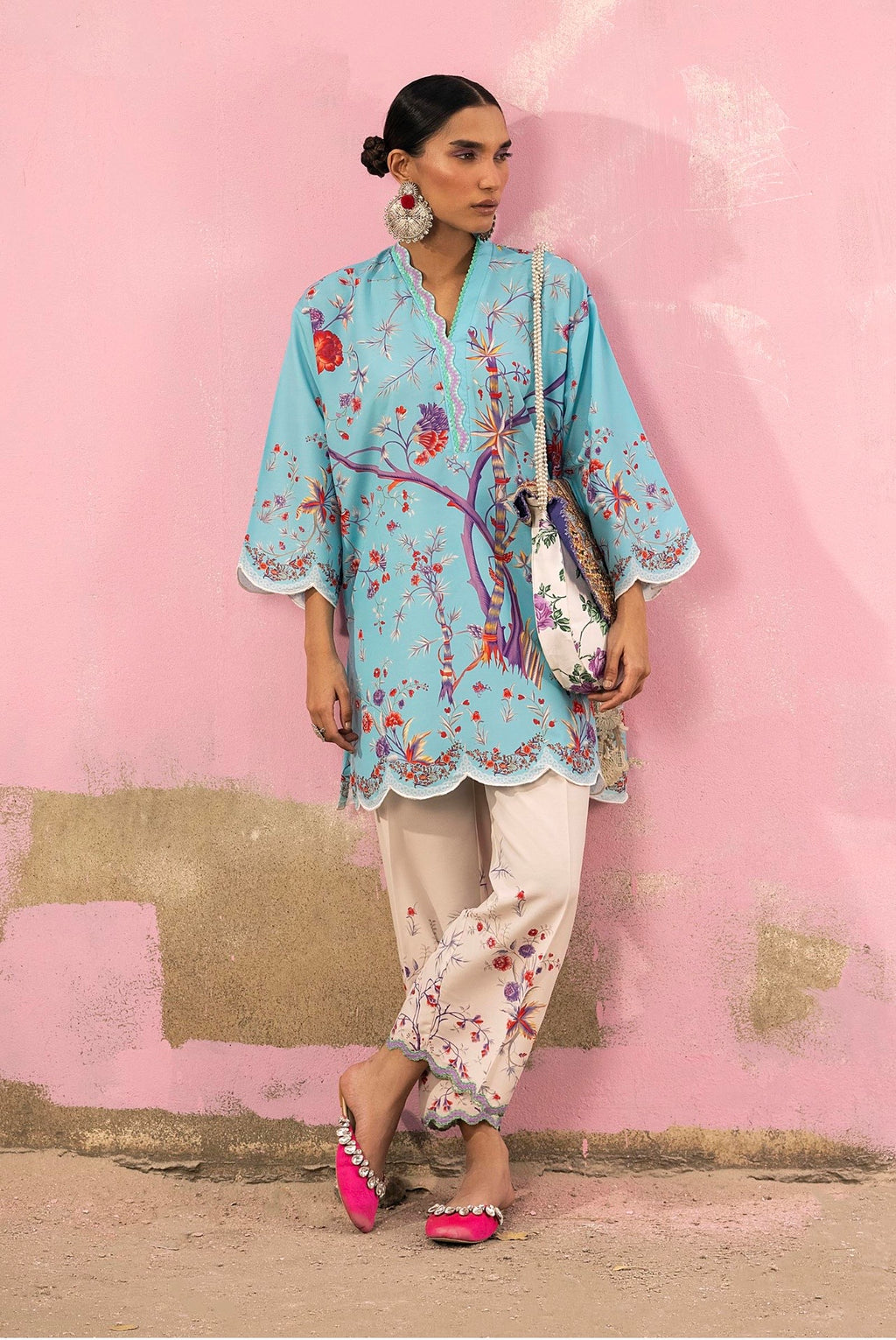 Sana Safinaz | Printed | Polly Cotton | 2-Piece | Ready to Wear | Blue White