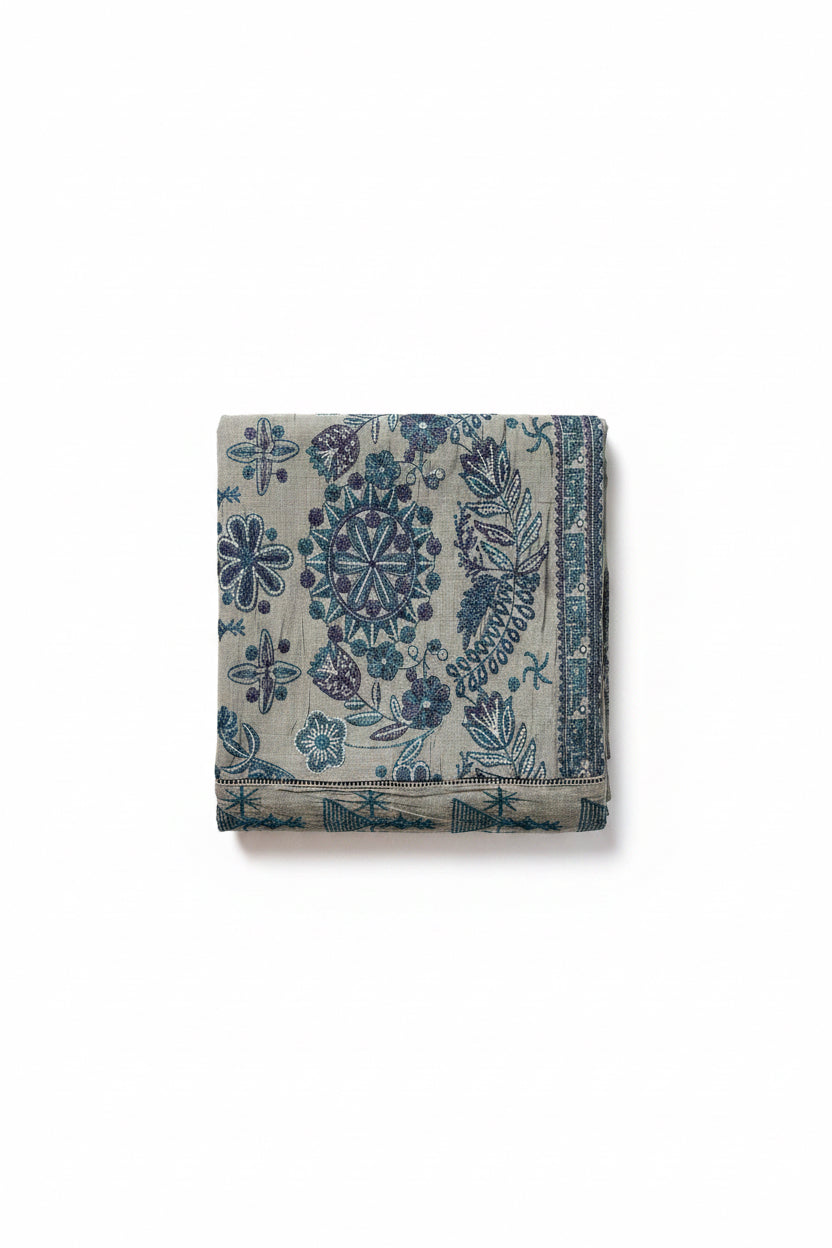Khaadi | Embroidered | Raw Silk | Dupatta | Grey Blue