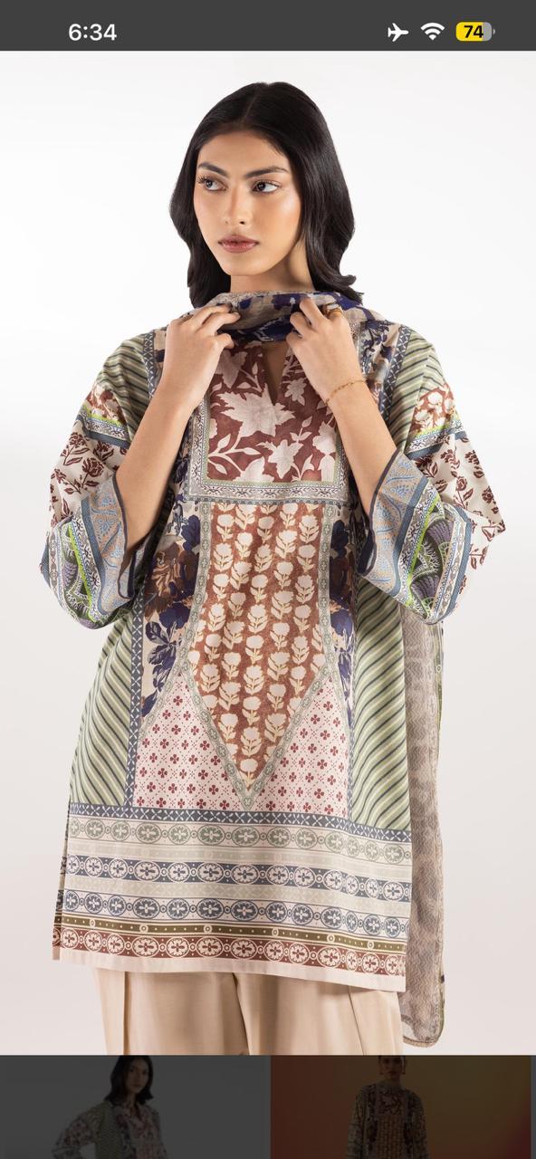 Sana Safinaz | Printed | Lawn | 2-Piece | Ready to Wear | Brown Skin