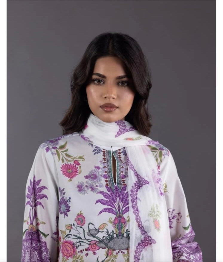 Sana Safinaz | Embroidered | Lawn | 2-Piece | Ready to Wear | Off White Purple