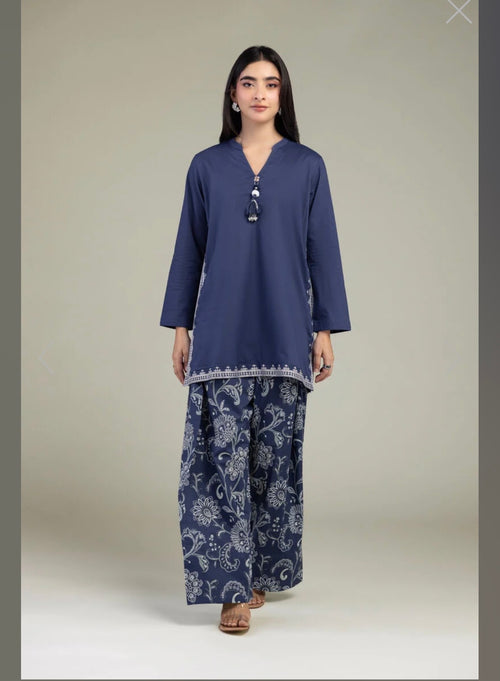 Khaadi | Embroidered | Cambric | 2-Piece | Ready to Wear | Navy Blue