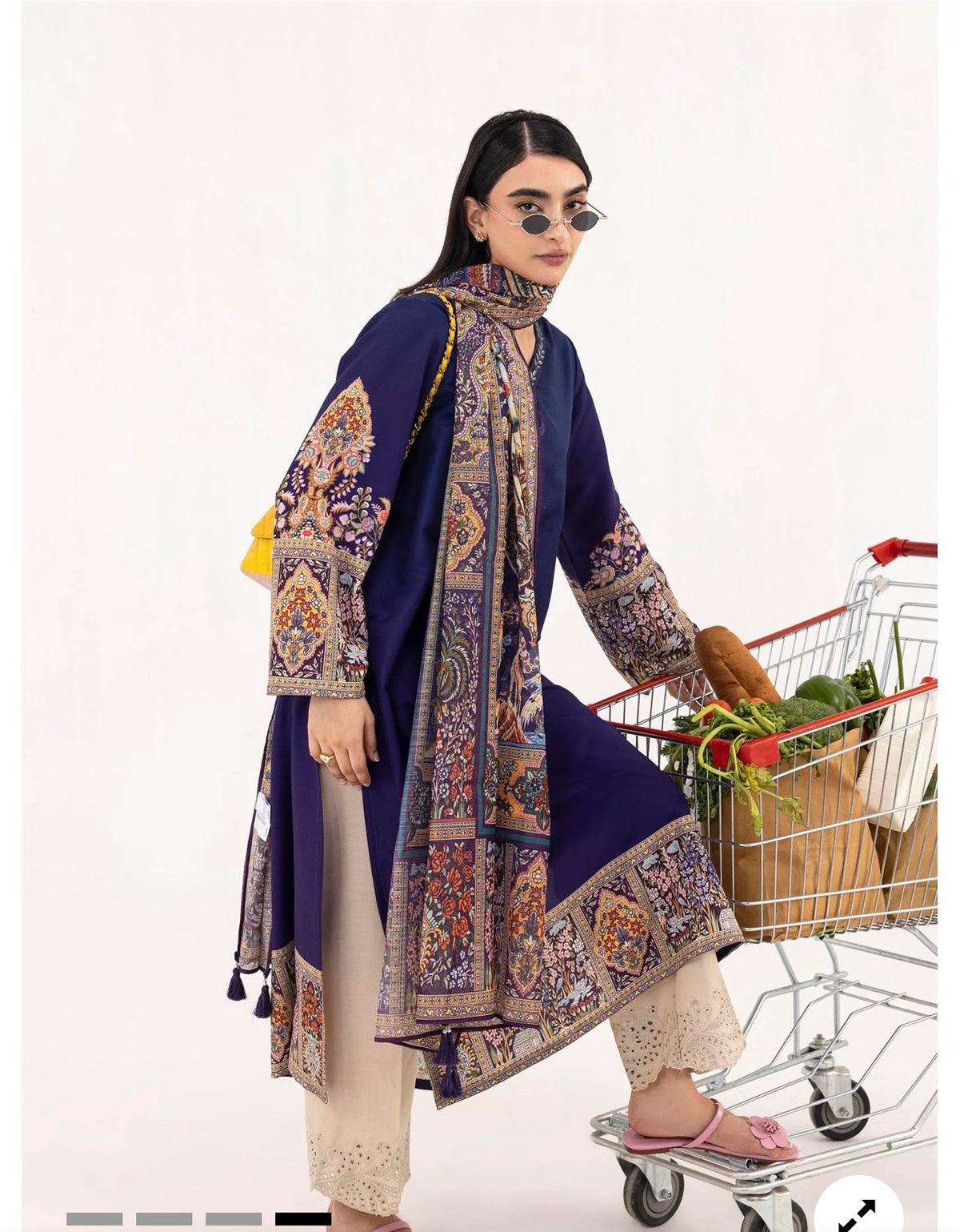 Sana Safinaz | Printed | Linen | 2-Piece | Ready to Wear | Purple Blue