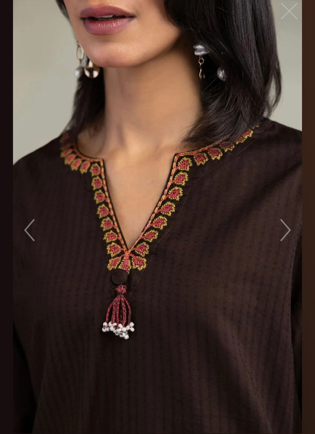 Khaadi | Embroidered | Cambric Lawn | 2-Piece | Ready to Wear | Brown Multi