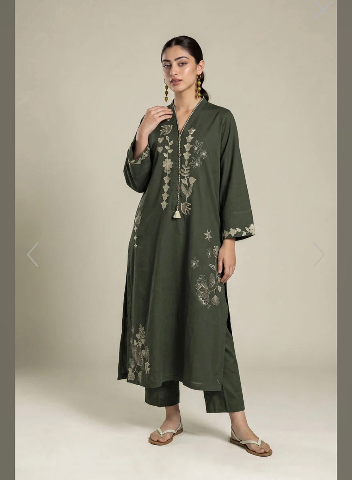 Khaadi | Embroidered | Textured Cotton | 2-Piece | Ready to Wear | Bottle Green