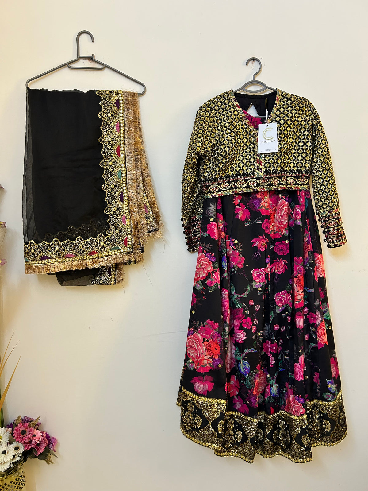 Charizma | Embroidered | Raw Silk | 3-Piece | Ready to Wear | Black