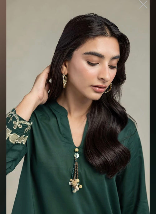 Khaadi | Embroidered | Cambric Lawn | 2-Piece | Ready to Wear | Bottle Green