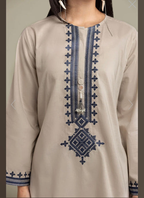 Khaadi | Embroidered | Cambric | 2-Piece | Ready to Wear | Skin Blue
